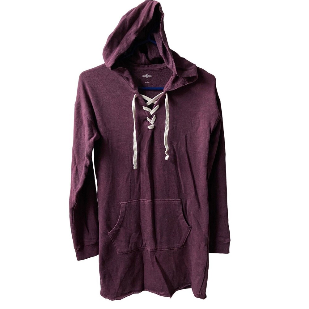 So Perfectly You Hoodie Small Burgundy Red Long Sleeved Laced
